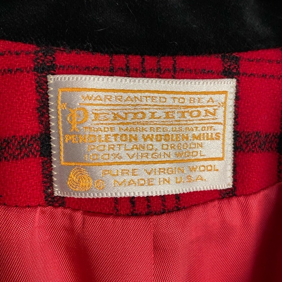 Vintage Pendleton Blazer Jacket Womens 10 Red Plaid & Velvet Wool Made in USA - Picture 3 of 10